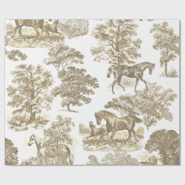 Papel De Presente Classe Elegante Vintage Bege Dourado Toile de Cava