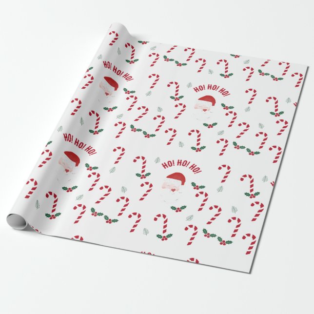 Papel De Presente Classic Christmas Candy Cane (Desenrolado)