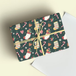 Papel De Presente Classic Christmas Stockings Wrapping Paper