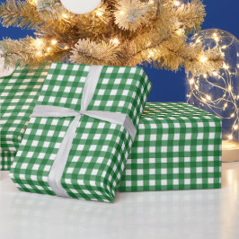 Papel De Presente Classic Green Gingham Plaid Christmas