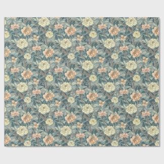 Papel De Presente Classic Heirloom Flowers on Dusty Teal