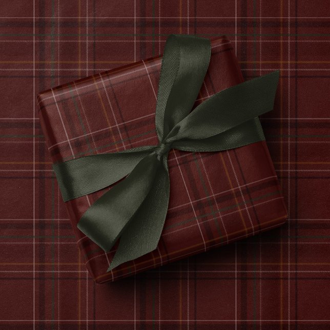 Papel De Presente Classic holiday plaid stylish maroon Christmas (Criador carregado)