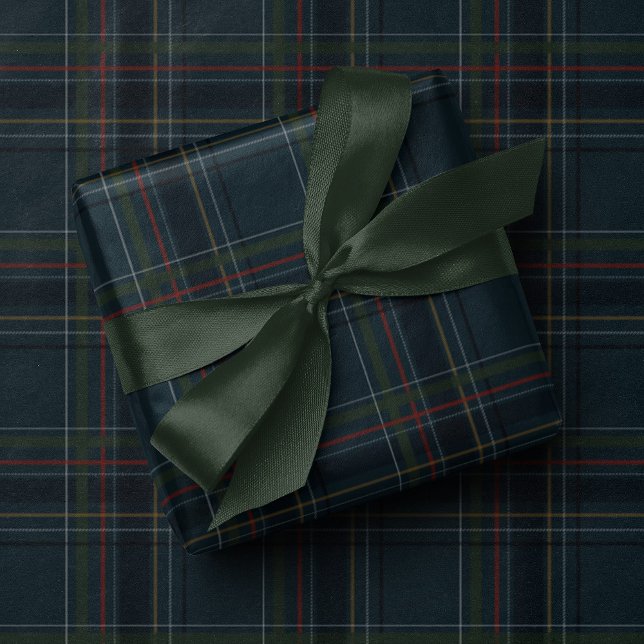 Papel De Presente Classic holiday plaid stylish navy Christmas (Criador carregado)