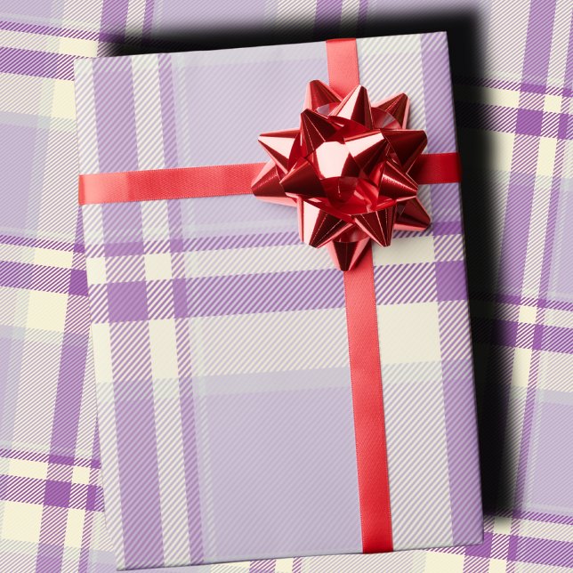 Papel De Presente Classic Lavender Plaid Elegant Holiday Christmas (Criador carregado)