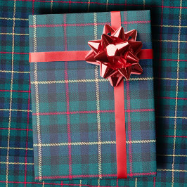Papel De Presente Classic Scottish Hunter Green & Navy Clan Tartan