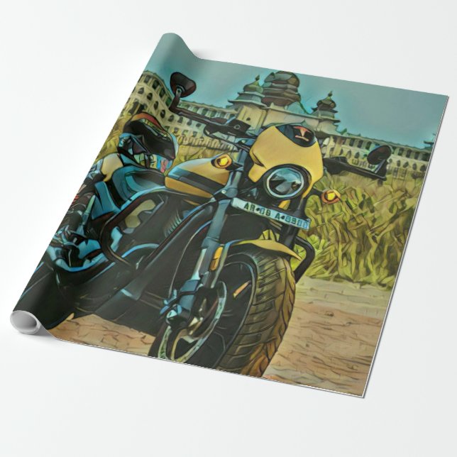 Papel De Presente classic vintage motorcycle gift (Desenrolado)