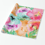 Papel De Presente Clássica Floral Colorida Moderna<br><div class="desc">Papel de enrolamento de chic,  cor de água,  floreado e colorido moderno</div>