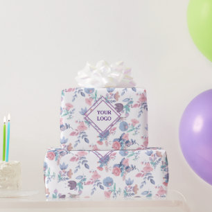 Papel De Presente Clássica Moderna - Cor da Água Azul - Hydrangeas F