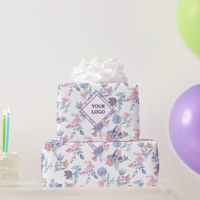 Papel De Presente Clássica Moderna - Cor da Água Azul - Hydrangeas F (Presentes para festas)