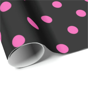 Papel De Presente Clássico, adorável, elegante bolinhas rosa e preta