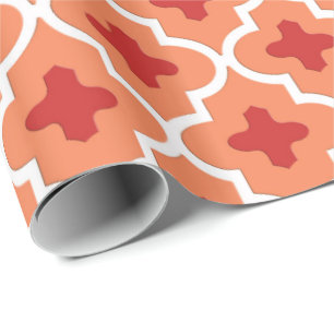 Papel De Presente Clássico Azulejo marroquino, Mandarin Orange
