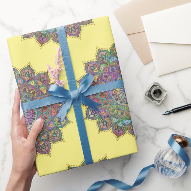 Papel De Presente Clássico Colorosamente Mandala Índia Estilo 1 (Presentear)