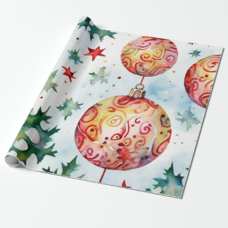 Papel De Presente Clássico Design da Bola Vermelha de Natal