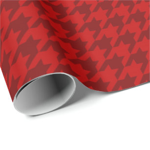 Papel De Presente Clássico Molho de Natal Houndstooth Red Burgundy