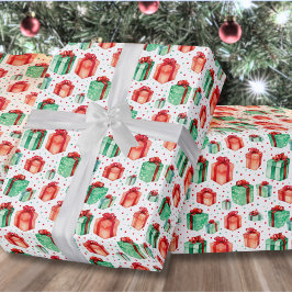 Papel De Presente Clássico Natal de Vermelho Verde Feriado