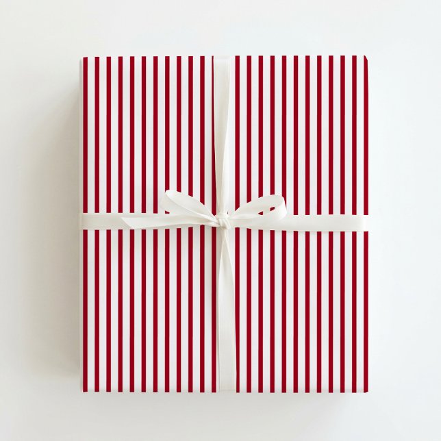 Papel De Presente Clássico natalino vermelho / Listras branco-desbot (Criador carregado)