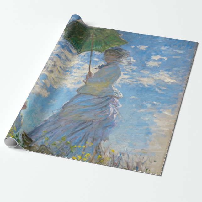 Papel De Presente Claude Monet - A Promenade, Mulher com um Guarda-S (Desenrolado)