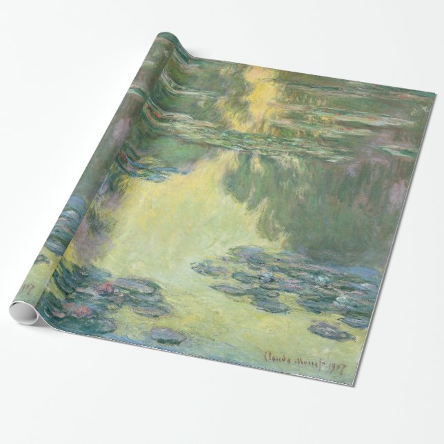 Papel De Presente Claude Monet Água Lírios Impressionista (Desenrolado)