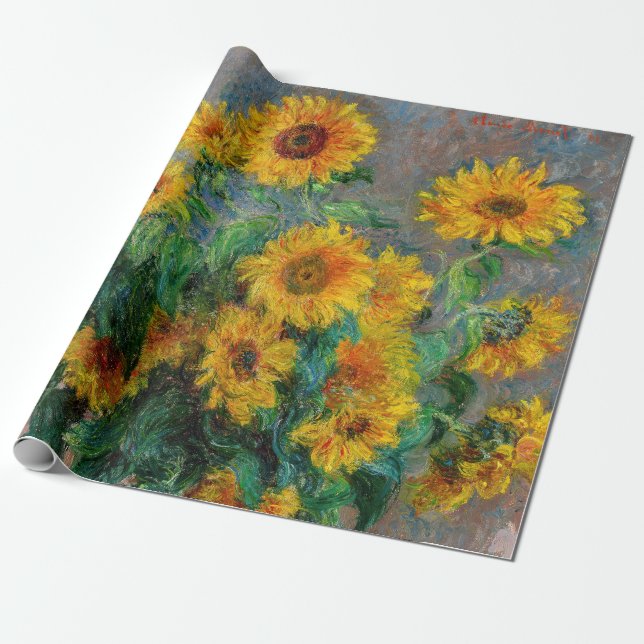Papel De Presente Claude Monet - Buquê de Girassóis (Desenrolado)