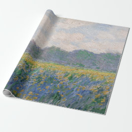 Papel De Presente Claude Monet - Campo de Íris Amarelos em Giverny