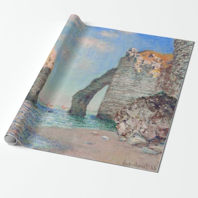 Papel De Presente Claude Monet - Cliff em Etretat (Desenrolado)
