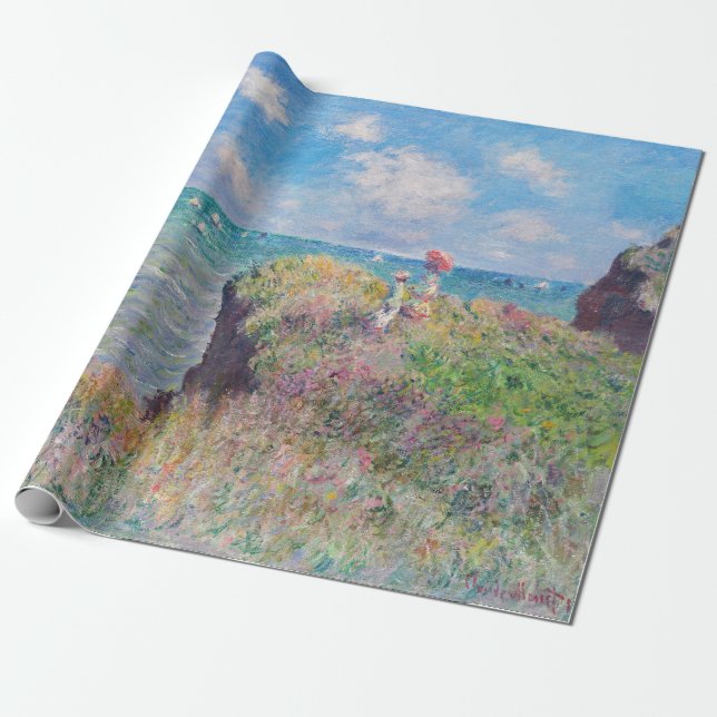 Papel De Presente Claude Monet - Cliff Walk em Pourville (Desenrolado)