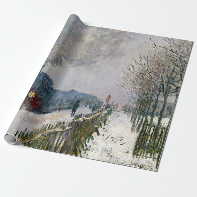 Papel De Presente Claude Monet - Comboio na neve / A locomotiva (Desenrolado)