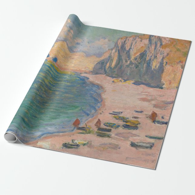 Papel De Presente Claude Monet - Etretat: Praia e Falaise d'Amont (Desenrolado)
