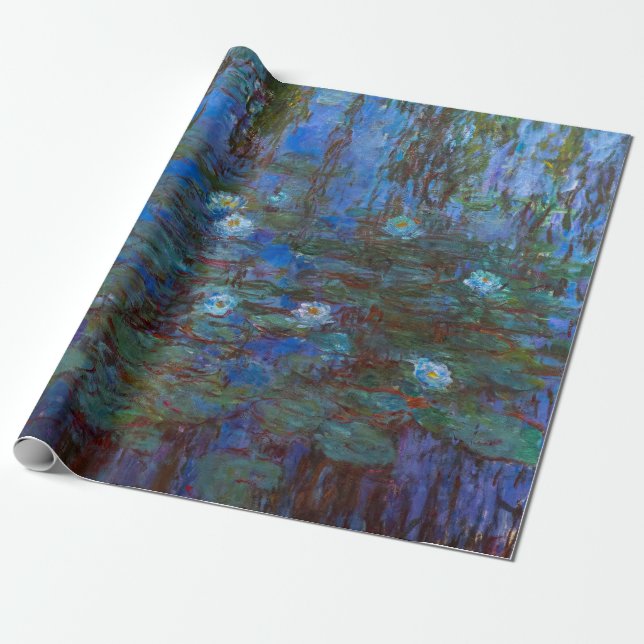 Papel De Presente Claude Monet - Lírios Azuis (Desenrolado)