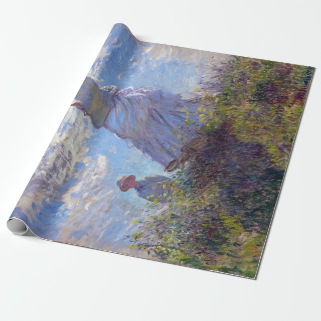 Papel De Presente Claude Monet Mulher com Parasol (Desenrolado)