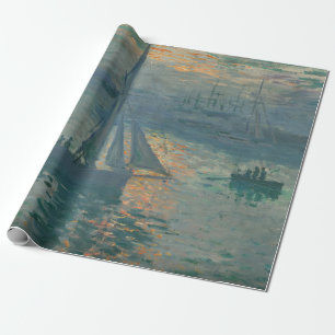 Papel De Presente Claude Monet Nascer do Sol Marinho Barco de Vela I