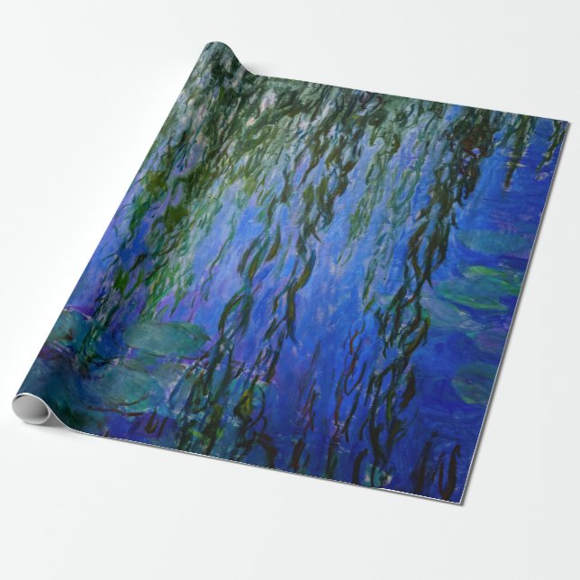 Papel De Presente Claude Monet - Nenúfares com salgueiro chorão (Desenrolado)