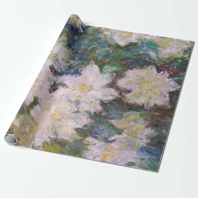 Papel De Presente Claude Monet - White Clematis (Desenrolado)