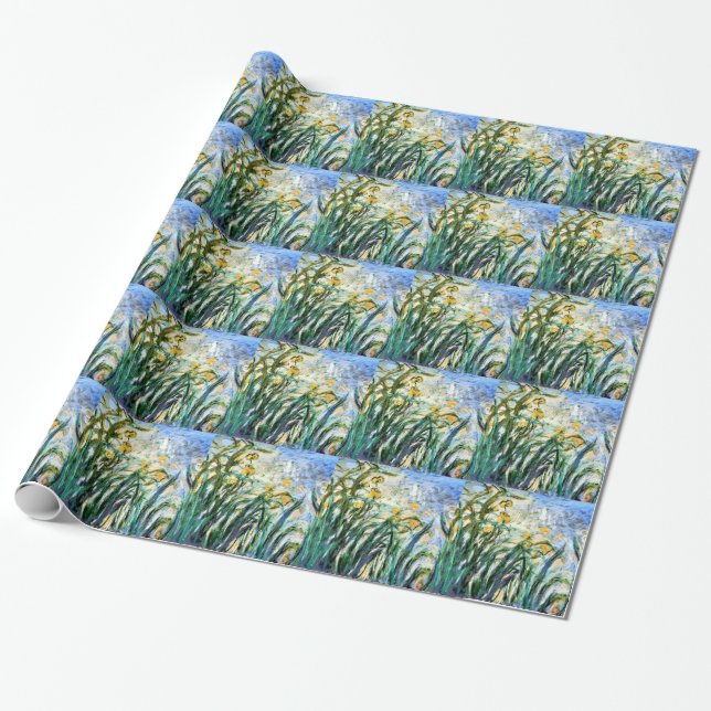 Papel De Presente Claude Monet Yellow Irises e Malva 19 (Desenrolado)