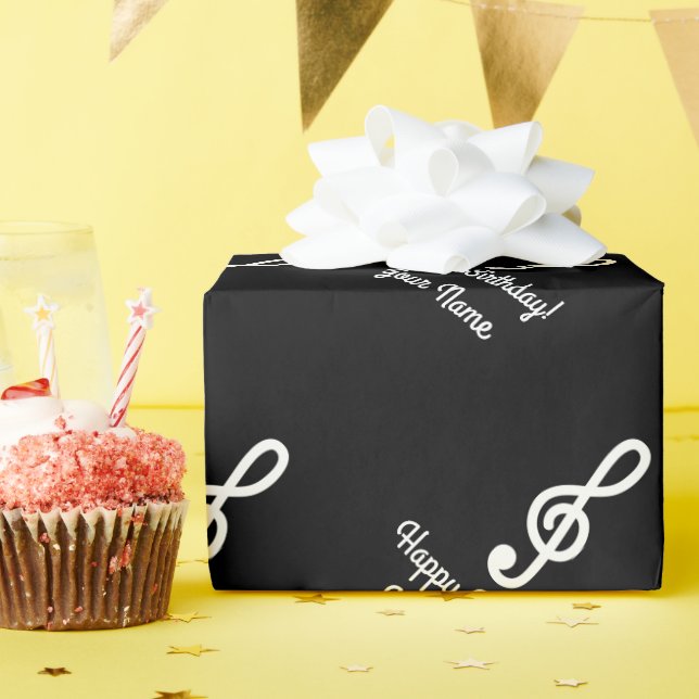 Papel De Presente Clave de Sol Personalizada Nota musical de anivers (Festa de aniversário)