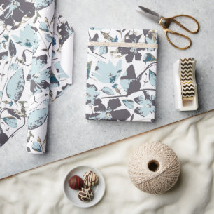 Papel De Presente Clematis Vine Azul-Floral