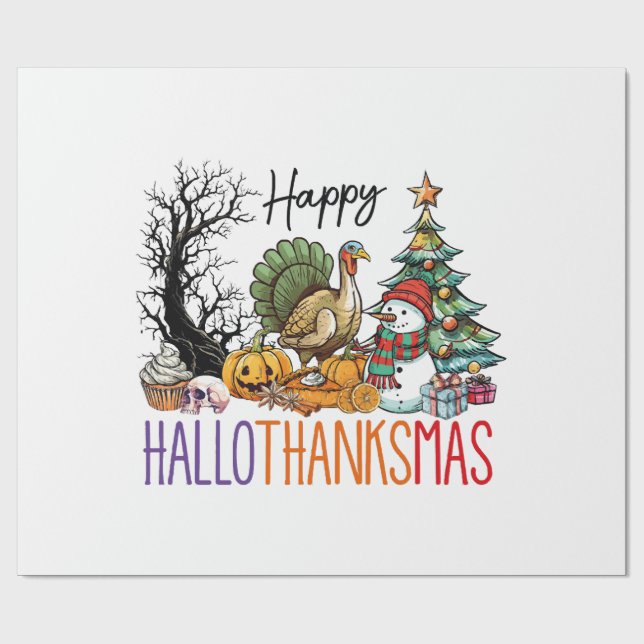 Papel De Presente Clipart Feliz Hallothanksmas (Aberto)