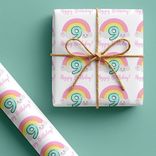 Papel De Presente Cloud Nine 9th Birthday Wrapping Paper (Criador carregado)