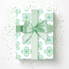Papel De Presente Clover Moroccan Quatrefoil in Green and Aqua