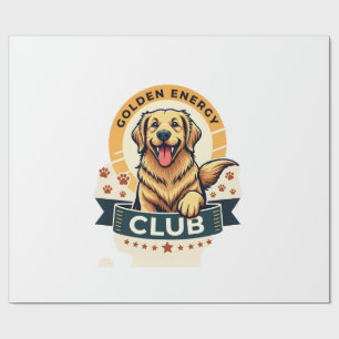 Papel De Presente Clube de Energia Dourada Retriever Dourado Vintage