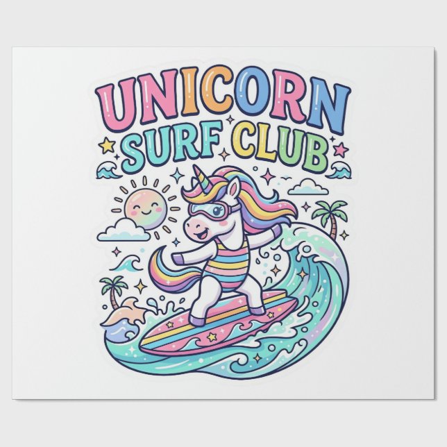 Papel De Presente Clube de Surf Unicórnio (Aberto)