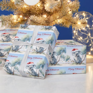 Papel De Presente Coala sentado em uma árvore de goma Feliz Natal