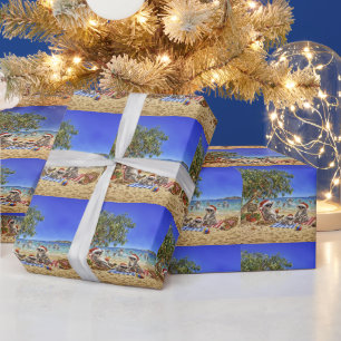 Papel De Presente Coalas de Natal na praia