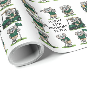 Papel De Presente coalas golfistas caprichosos