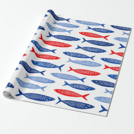 Papel De Presente Coastal Nautical Summer Fish Pattern