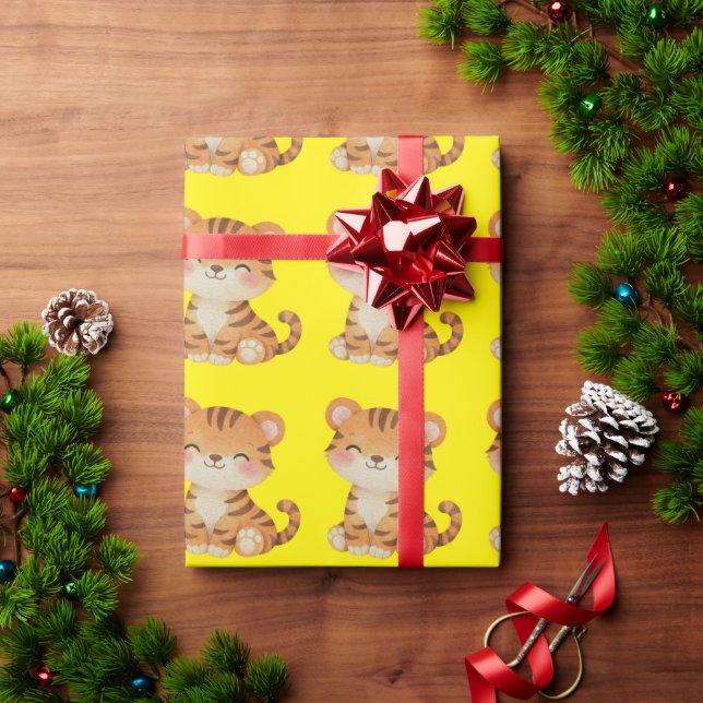 Papel De Presente Cobertor de Berçário Infantil com Padrão de Tigre  (Presente de Natal)