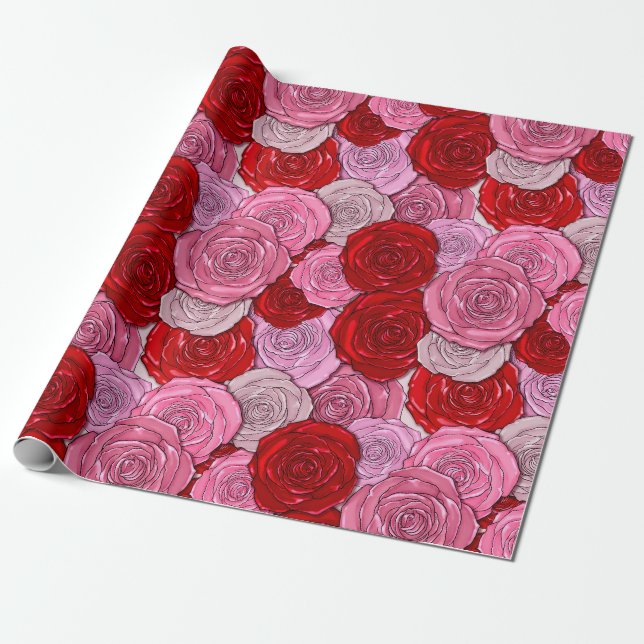 Papel De Presente Cobertura de Rosas (Desenrolado)
