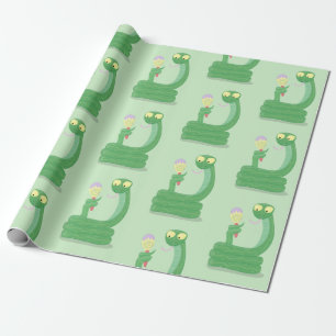 Papel De Presente Cobra verde engraçado com desenhos de maraca