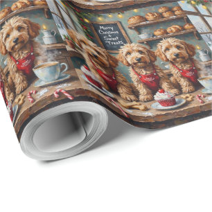 Papel De Presente Cockapoo Padaria de Natal Doces Especiais Feriados