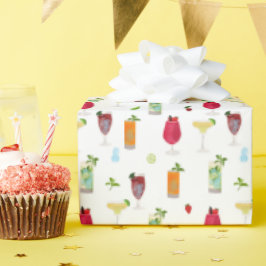 Papel De Presente Cocktails de Aquarela e Bebidas Festas